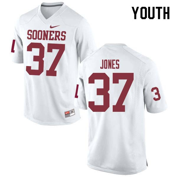 Youth #37 Spencer Jones Oklahoma Sooners College Football Jerseys Sale-White - Click Image to Close